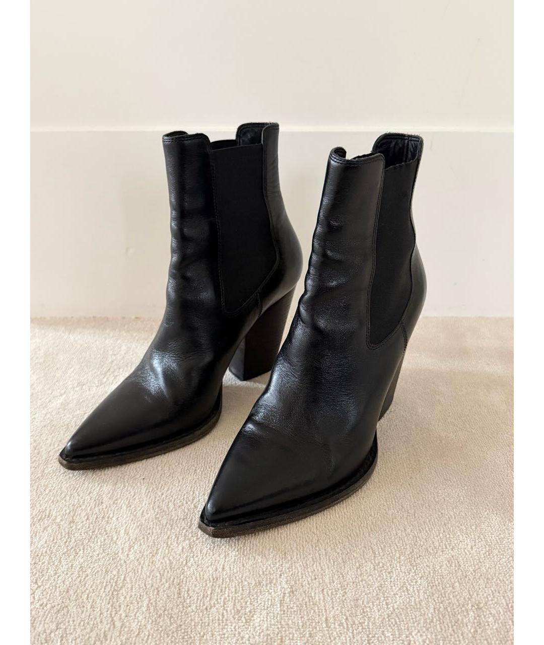SAINT LAURENT Черные кожаные полусапоги, фото 4