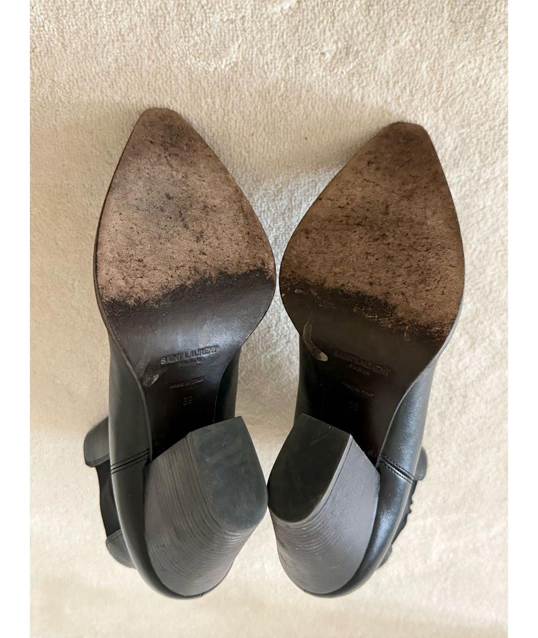 SAINT LAURENT Черные кожаные полусапоги, фото 8