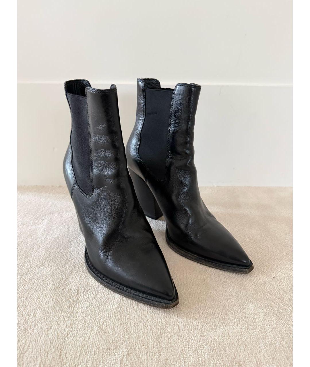 SAINT LAURENT Черные кожаные полусапоги, фото 6