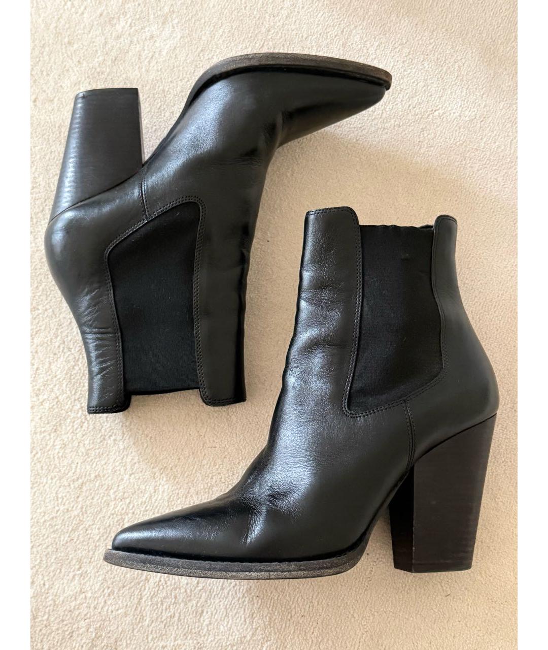SAINT LAURENT Черные кожаные полусапоги, фото 9