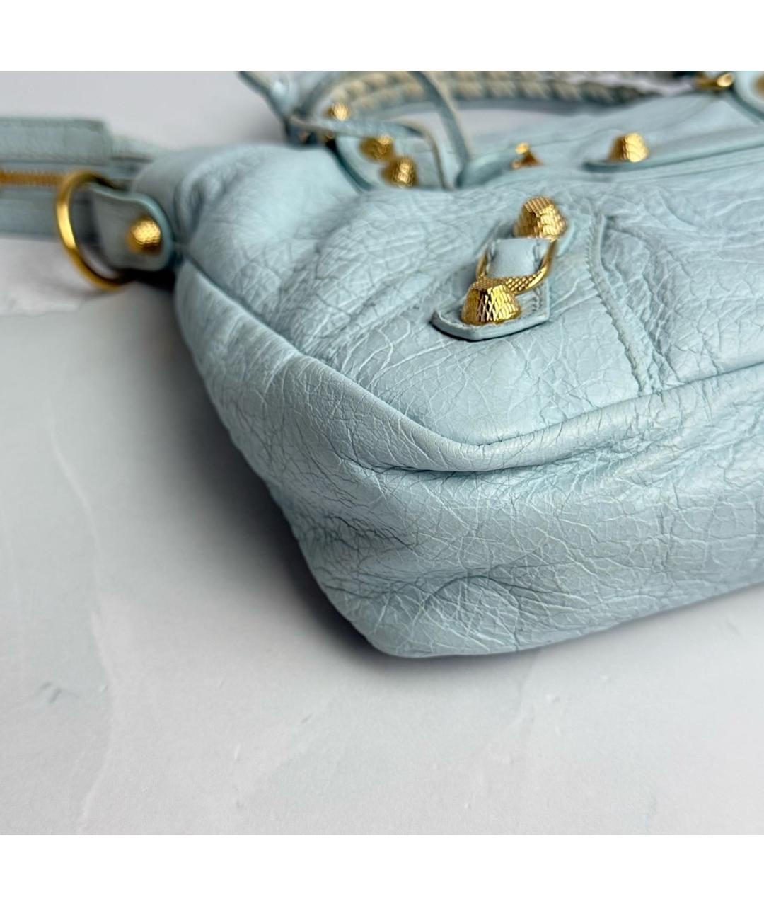 BALENCIAGA Голубая кожаная сумка с короткими ручками, фото 7