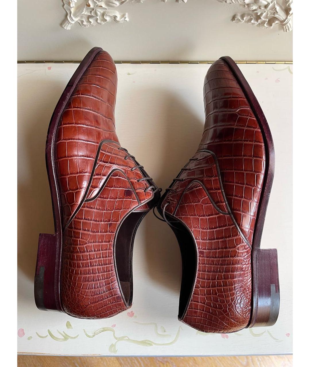 A.TESTONI Коричневые туфли из экзотической кожи, фото 5