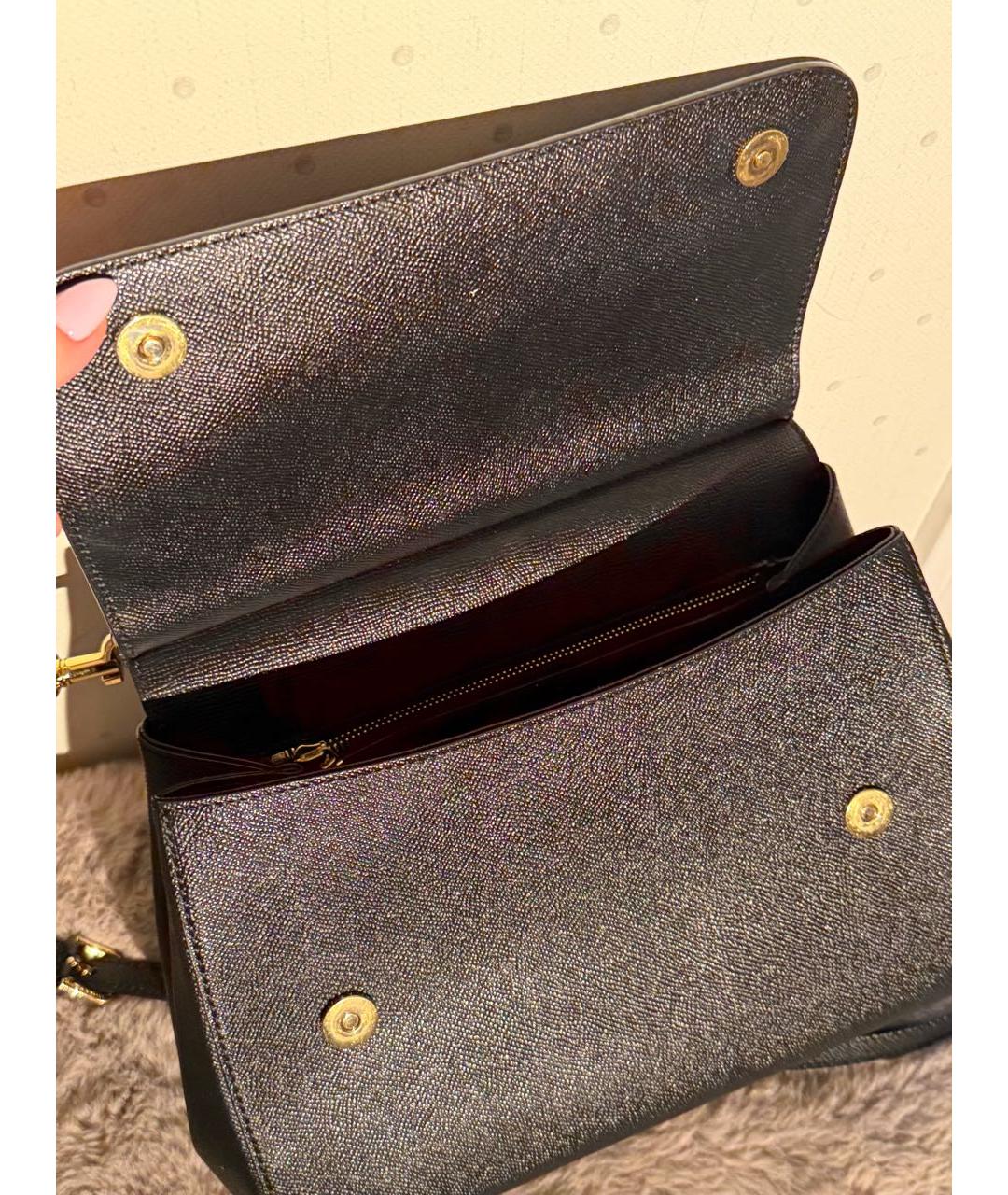 DOLCE&GABBANA Черная кожаная сумка с короткими ручками, фото 6
