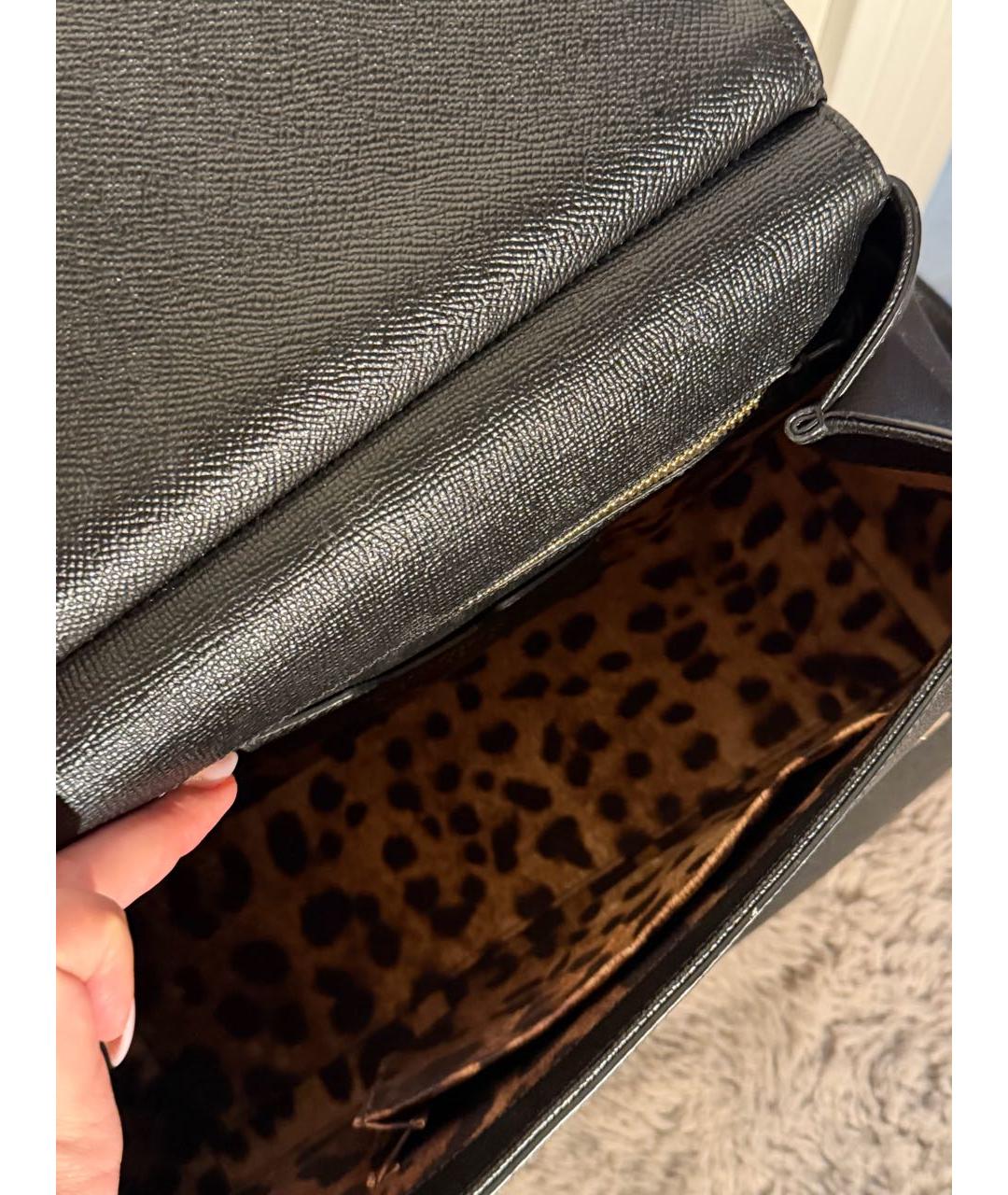 DOLCE&GABBANA Черная кожаная сумка с короткими ручками, фото 4