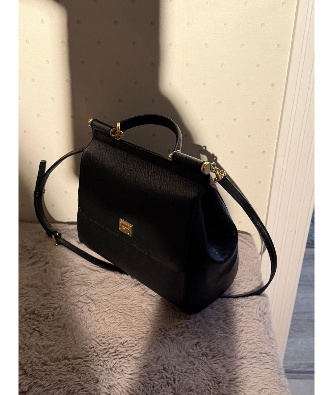 DOLCE&GABBANA Черная кожаная сумка с короткими ручками, фото 3