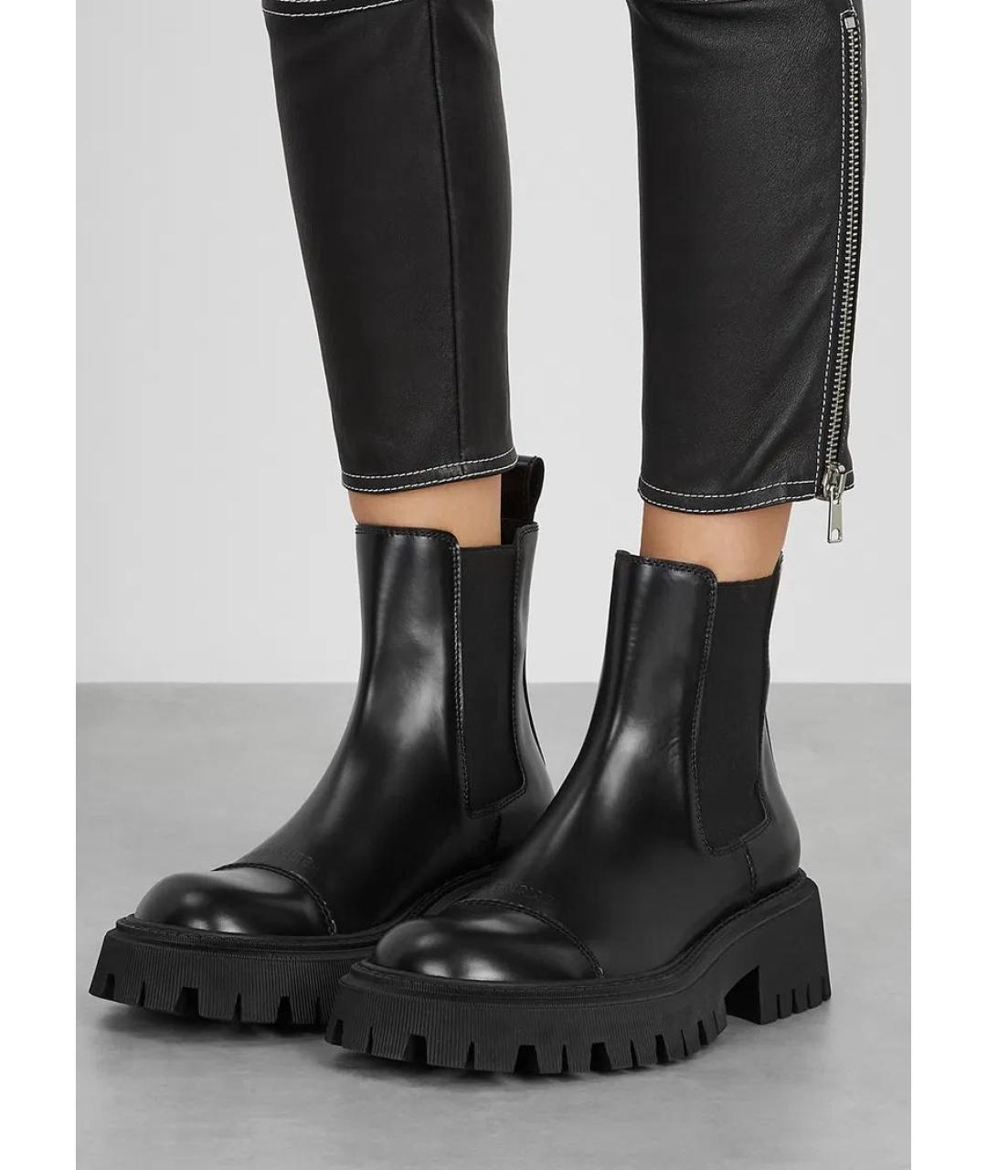 BALENCIAGA Черные кожаные ботинки, фото 2