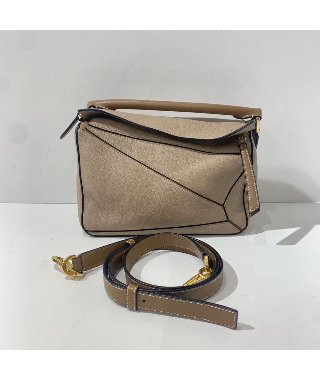 LOEWE Бежевая кожаная сумка через плечо, фото 9