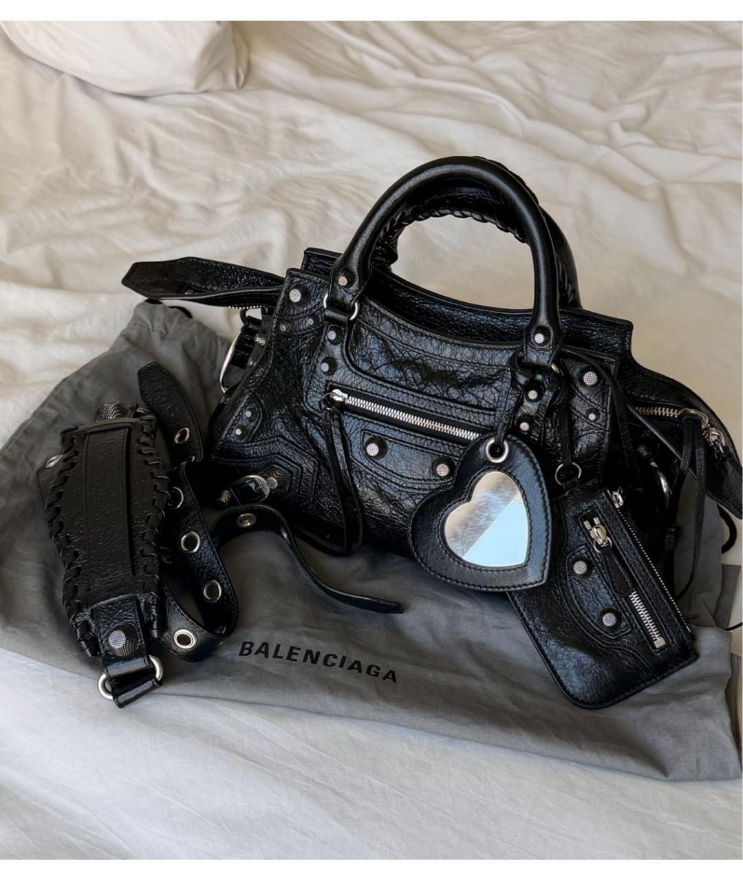 BALENCIAGA Черная сумка с короткими ручками из лакированной кожи, фото 8