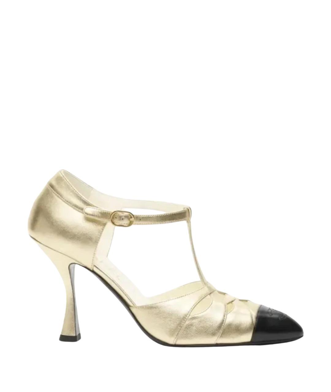 CHANEL Золотые кожаные туфли, фото 1