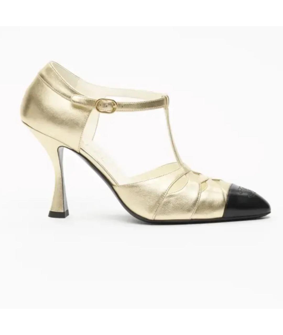 CHANEL Золотые кожаные туфли, фото 6