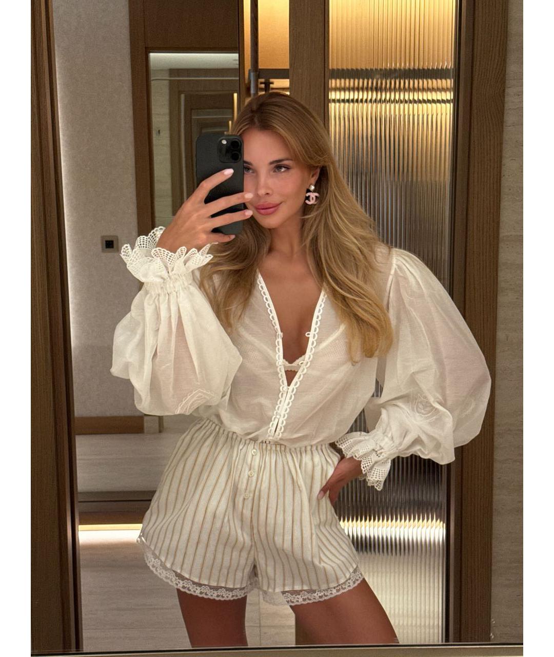 ULYANA SERGEENKO Белая хлопковая блузы, фото 2
