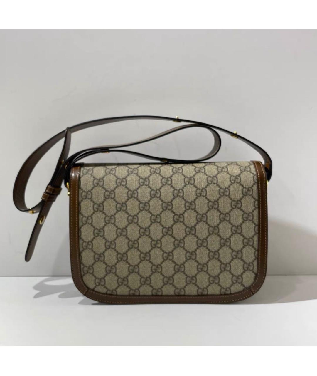 GUCCI Коричневая кожаная сумка через плечо, фото 3
