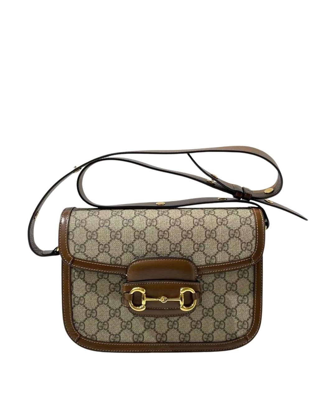 GUCCI Коричневая кожаная сумка через плечо, фото 1