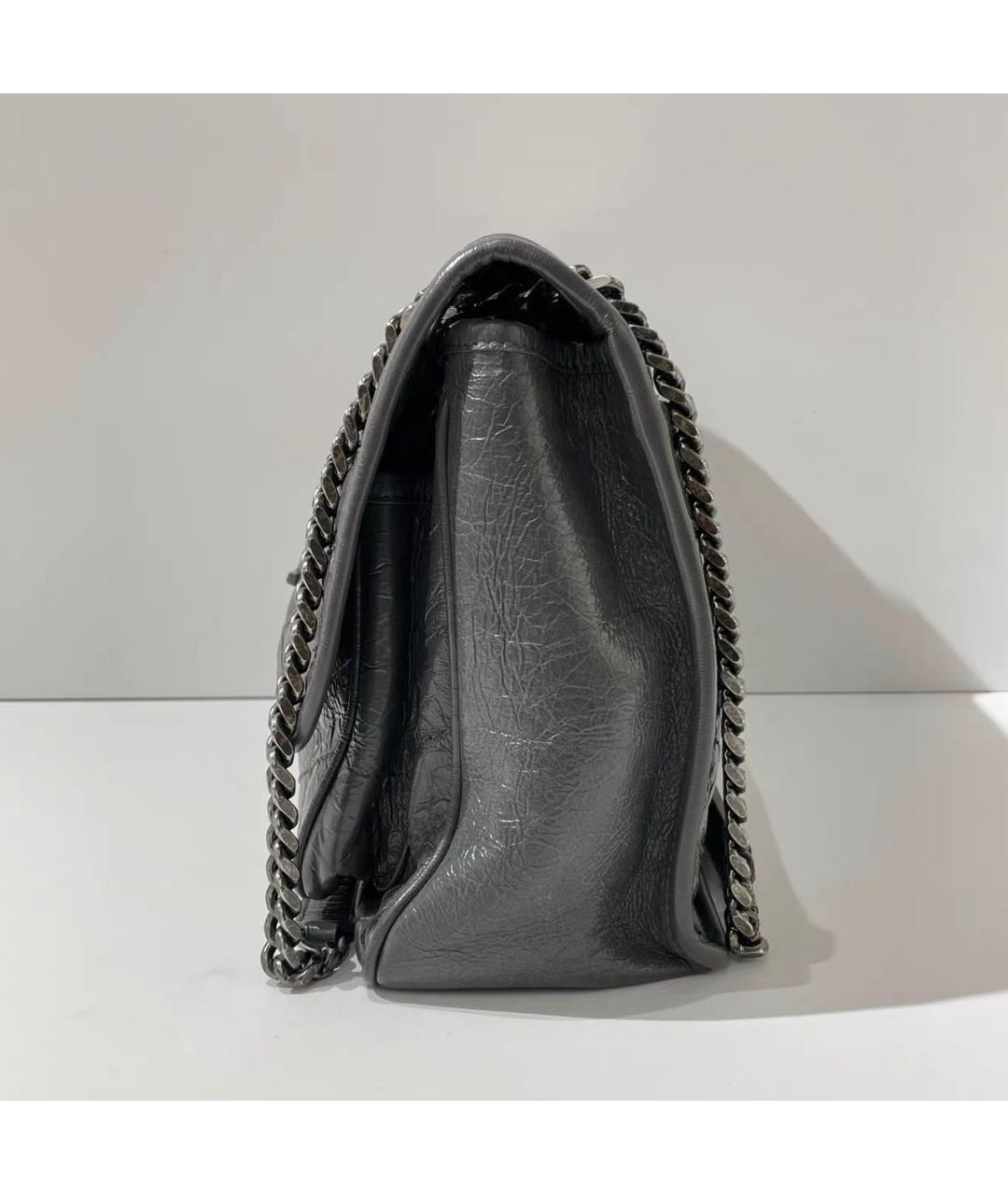 SAINT LAURENT Антрацитовая кожаная сумка через плечо, фото 3