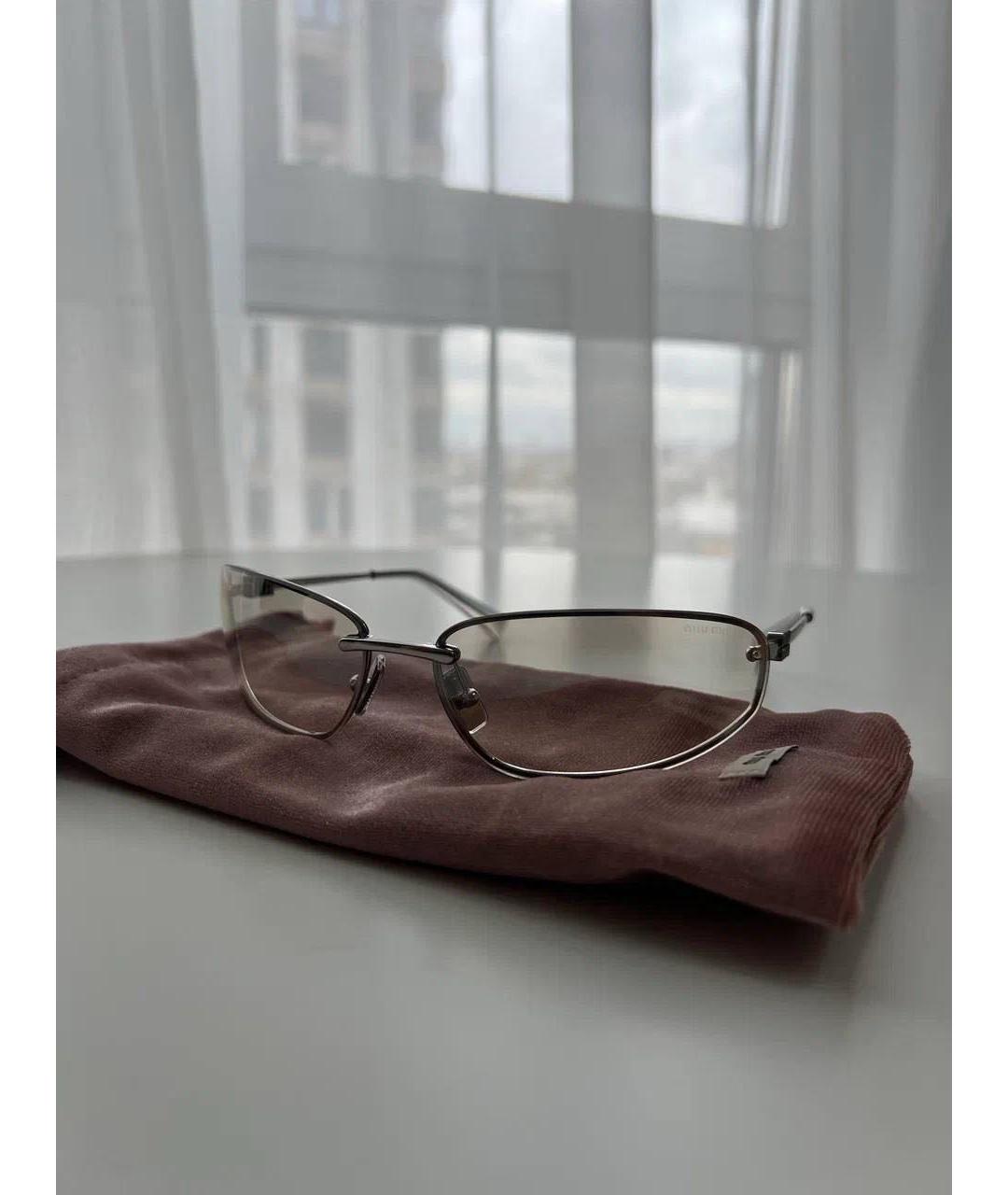 MIU MIU Серебряные металлические солнцезащитные очки, фото 8
