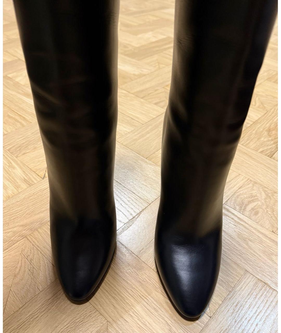 SAINT LAURENT Черные кожаные сапоги, фото 2