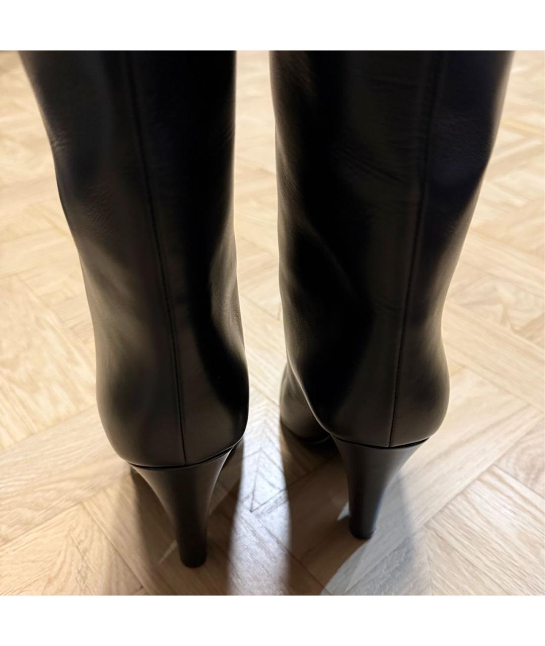 SAINT LAURENT Черные кожаные сапоги, фото 4
