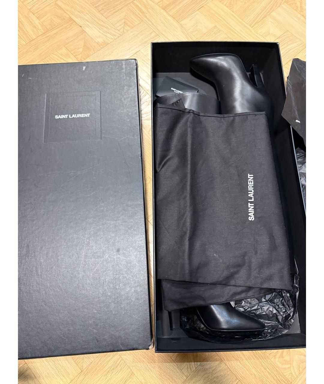 SAINT LAURENT Черные кожаные сапоги, фото 8