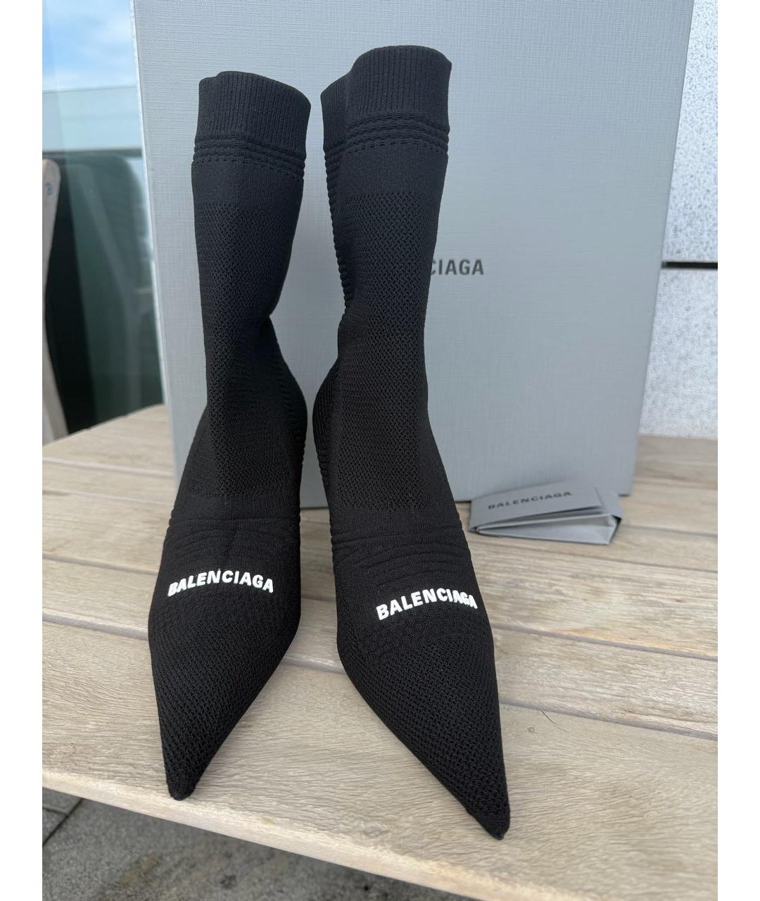 BALENCIAGA Черные текстильные ботильоны, фото 3