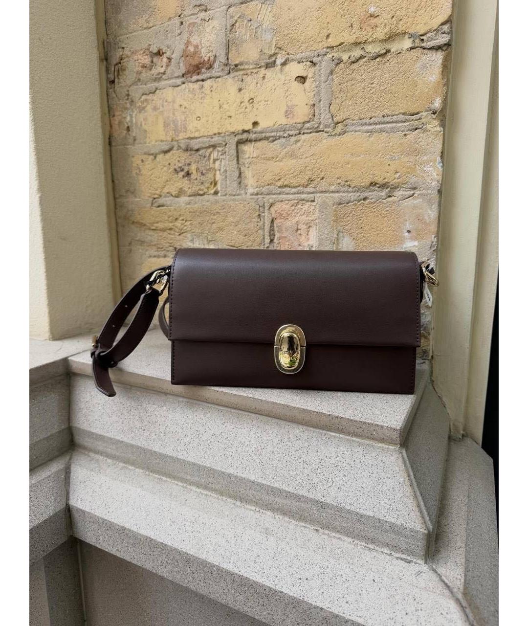 FURLA Коричневая кожаная сумка через плечо, фото 4