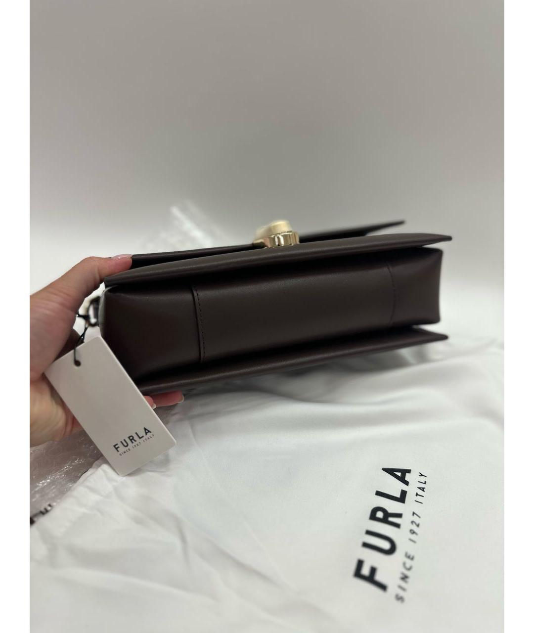 FURLA Коричневая кожаная сумка через плечо, фото 6