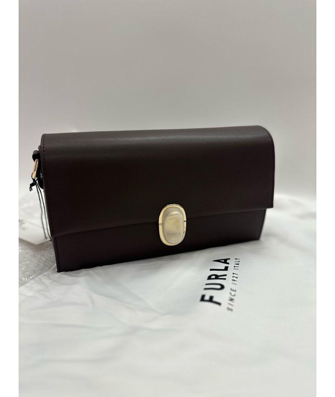 FURLA Коричневая кожаная сумка через плечо, фото 5
