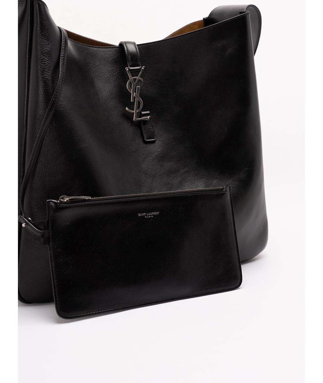 SAINT LAURENT Черная кожаная сумка тоут, фото 5