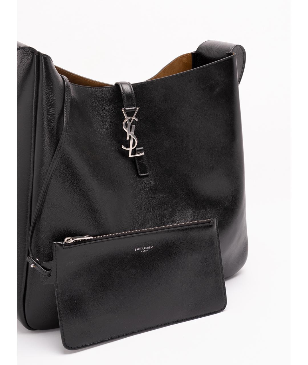 SAINT LAURENT Черная кожаная сумка тоут, фото 6