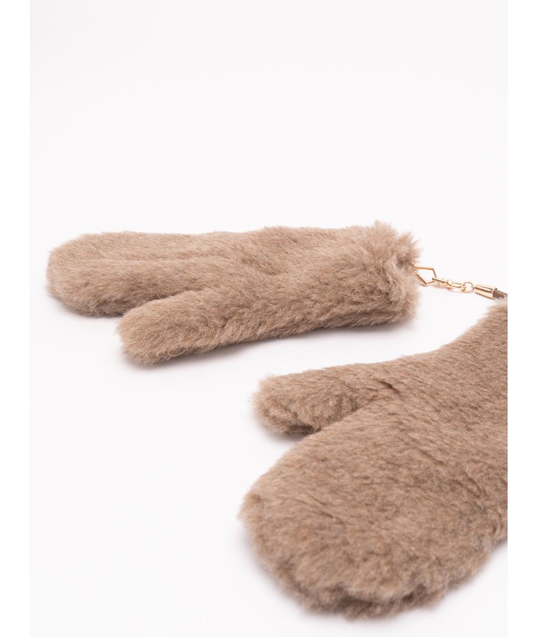 MAX MARA Бежевые шерстяные перчатки, фото 2