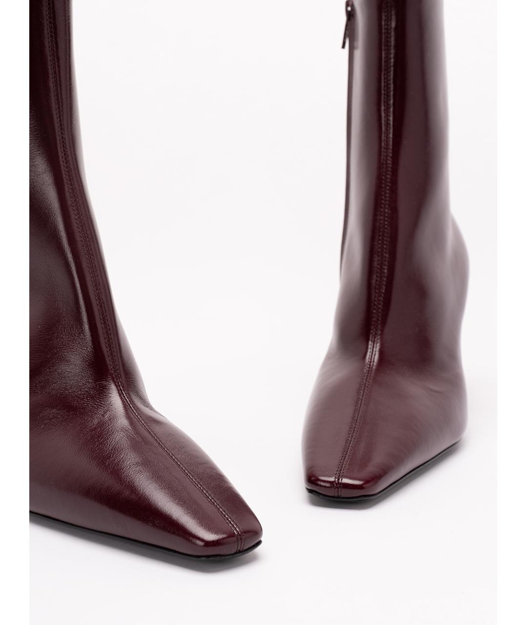 SAINT LAURENT Бордовые кожаные ботильоны, фото 5