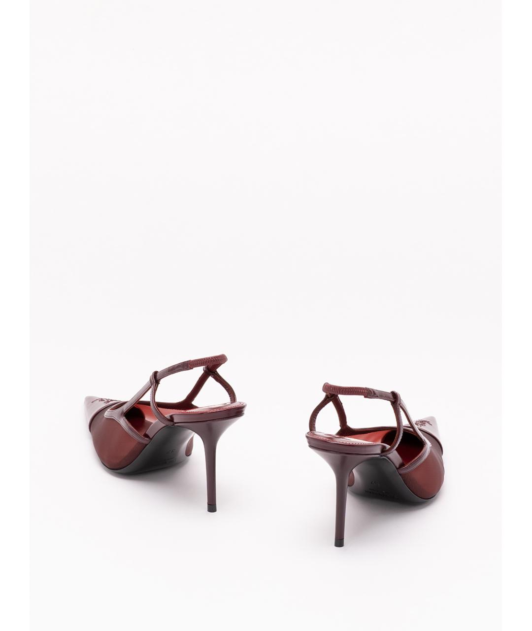 SAINT LAURENT Бордовые кожаные туфли, фото 3
