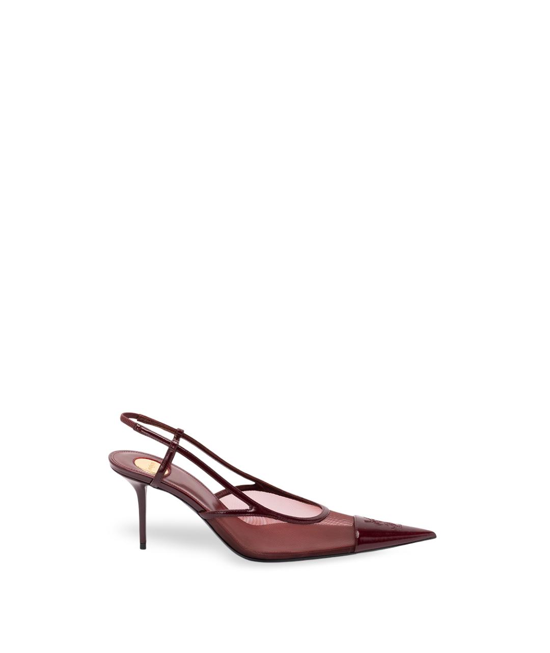 SAINT LAURENT Бордовые кожаные туфли, фото 1