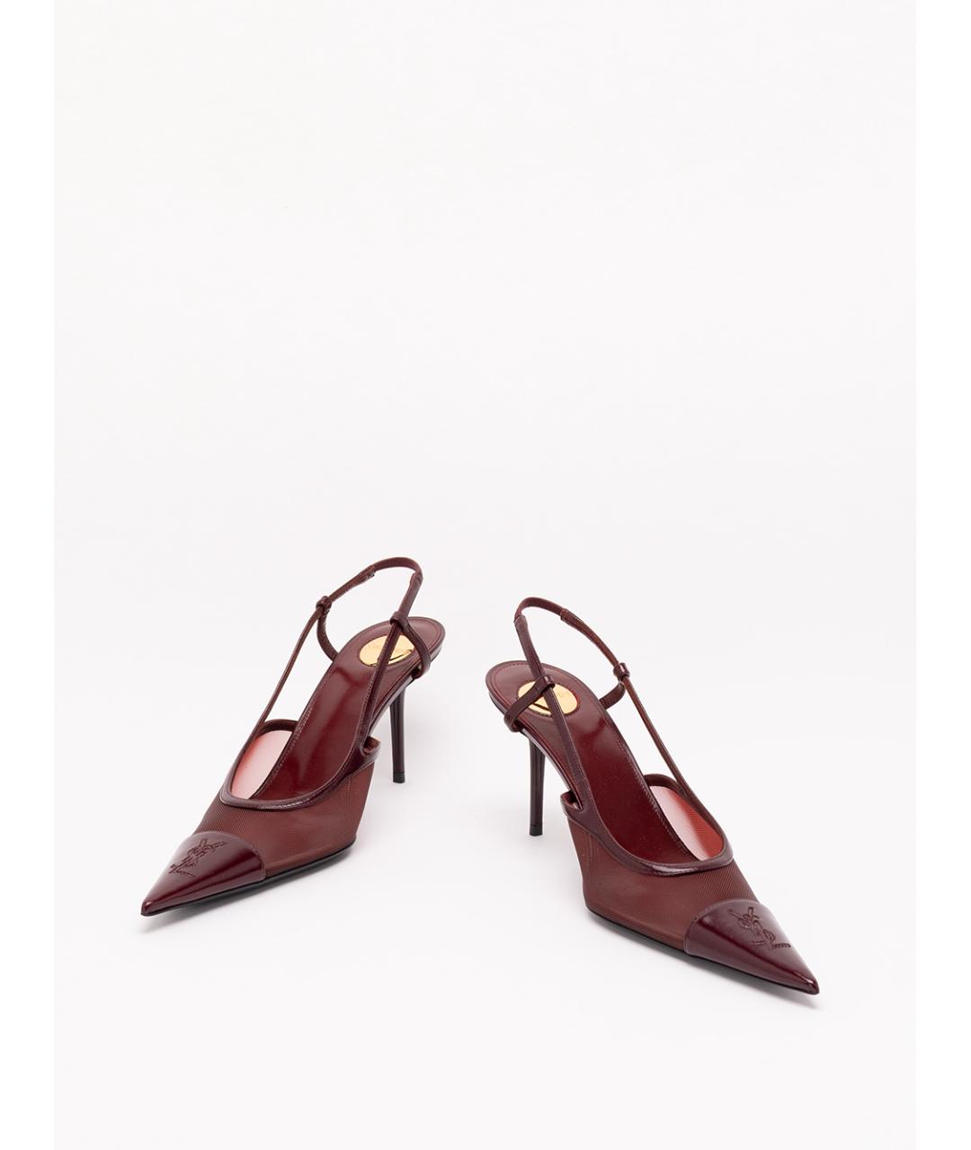 SAINT LAURENT Бордовые кожаные туфли, фото 2