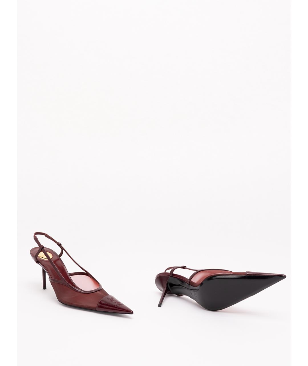 SAINT LAURENT Бордовые кожаные туфли, фото 4