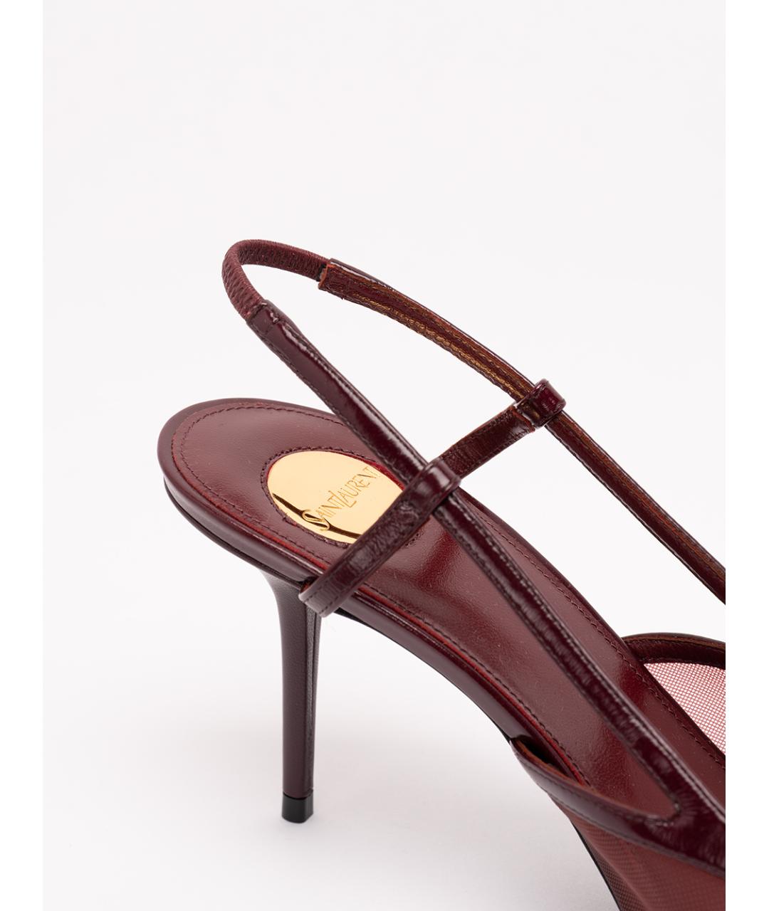 SAINT LAURENT Бордовые кожаные туфли, фото 6