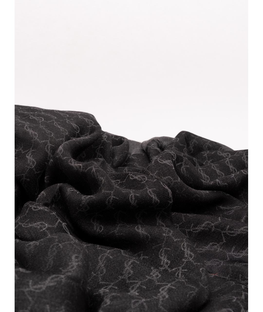 SAINT LAURENT Черный шерстяной шарф, фото 4