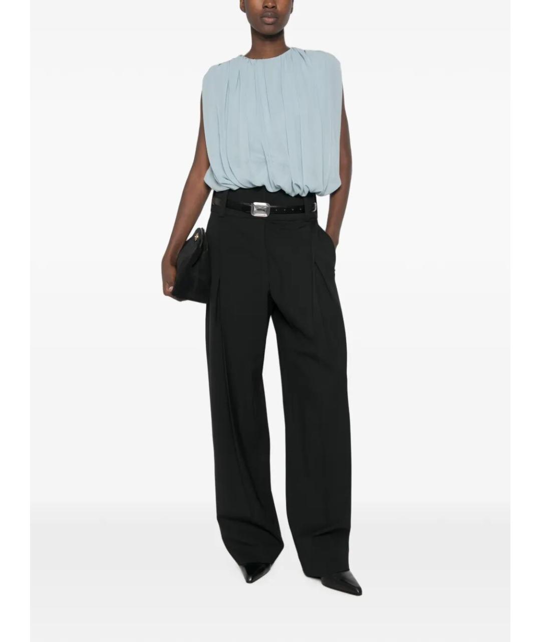 SPORTMAX Черные шерстяные брюки широкие, фото 2