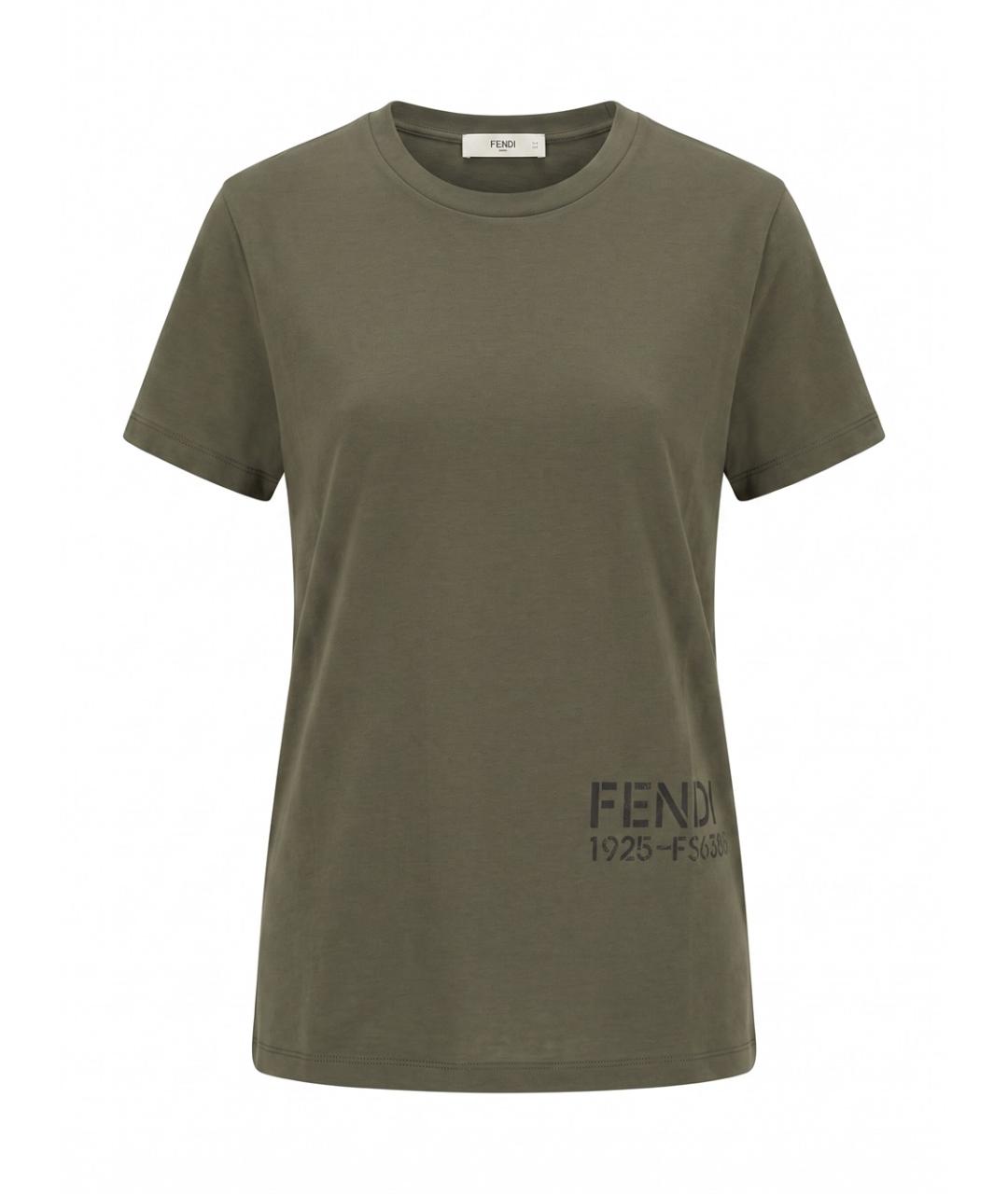 FENDI Зеленая хлопковая футболка, фото 1