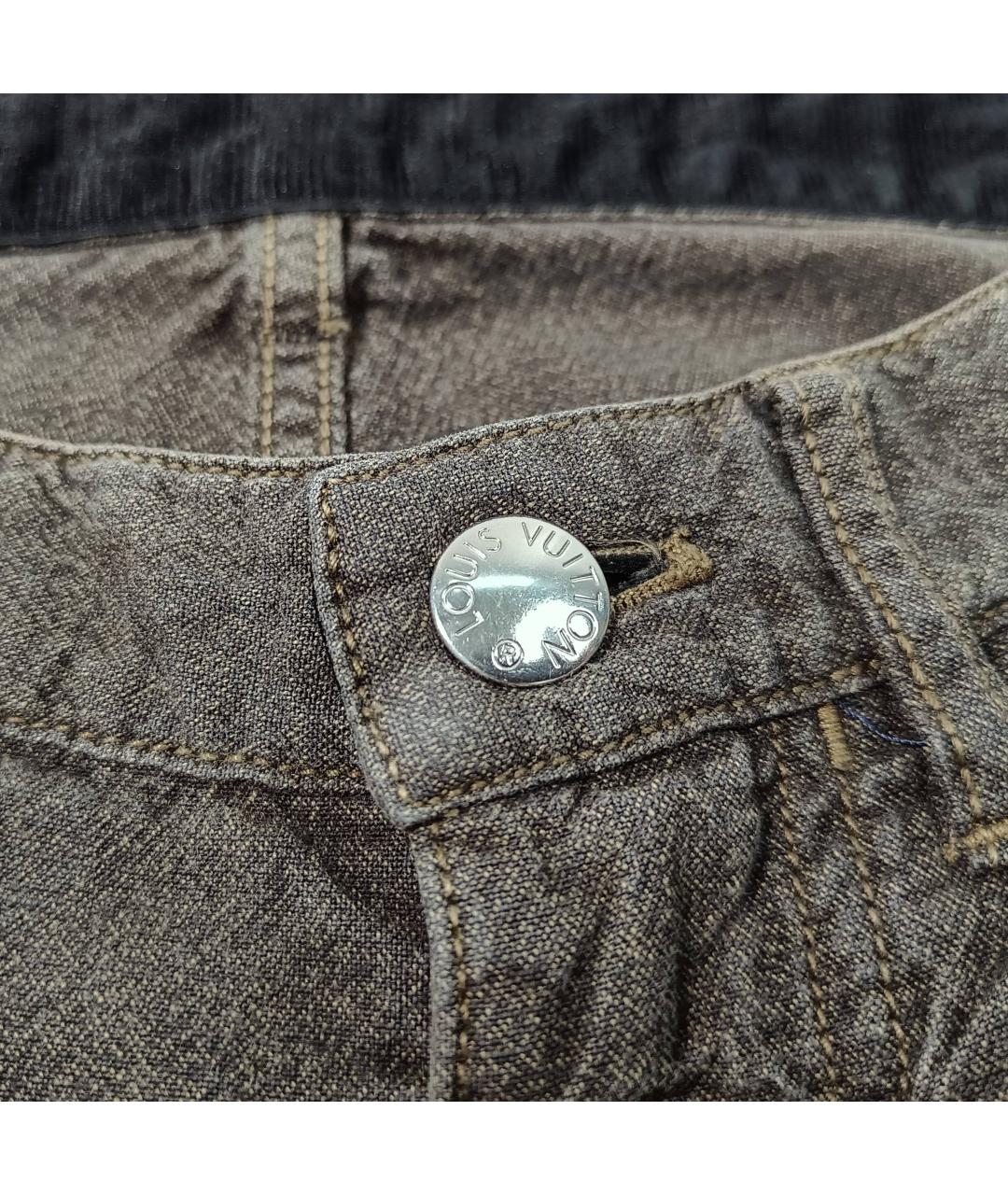 LOUIS VUITTON Хаки хлопковые джинсы скинни, фото 9