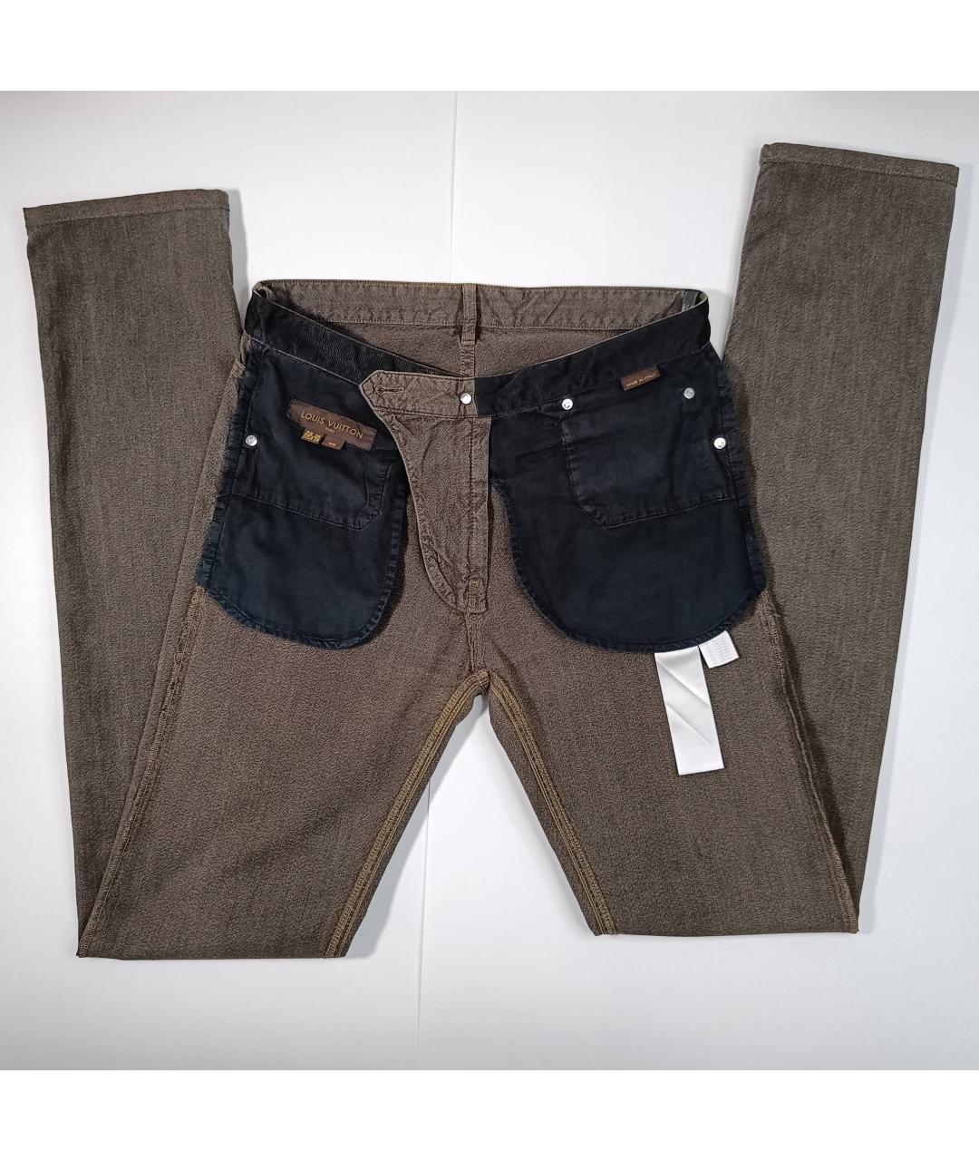 LOUIS VUITTON PRE-OWNED Хаки хлопковые джинсы скинни, фото 6