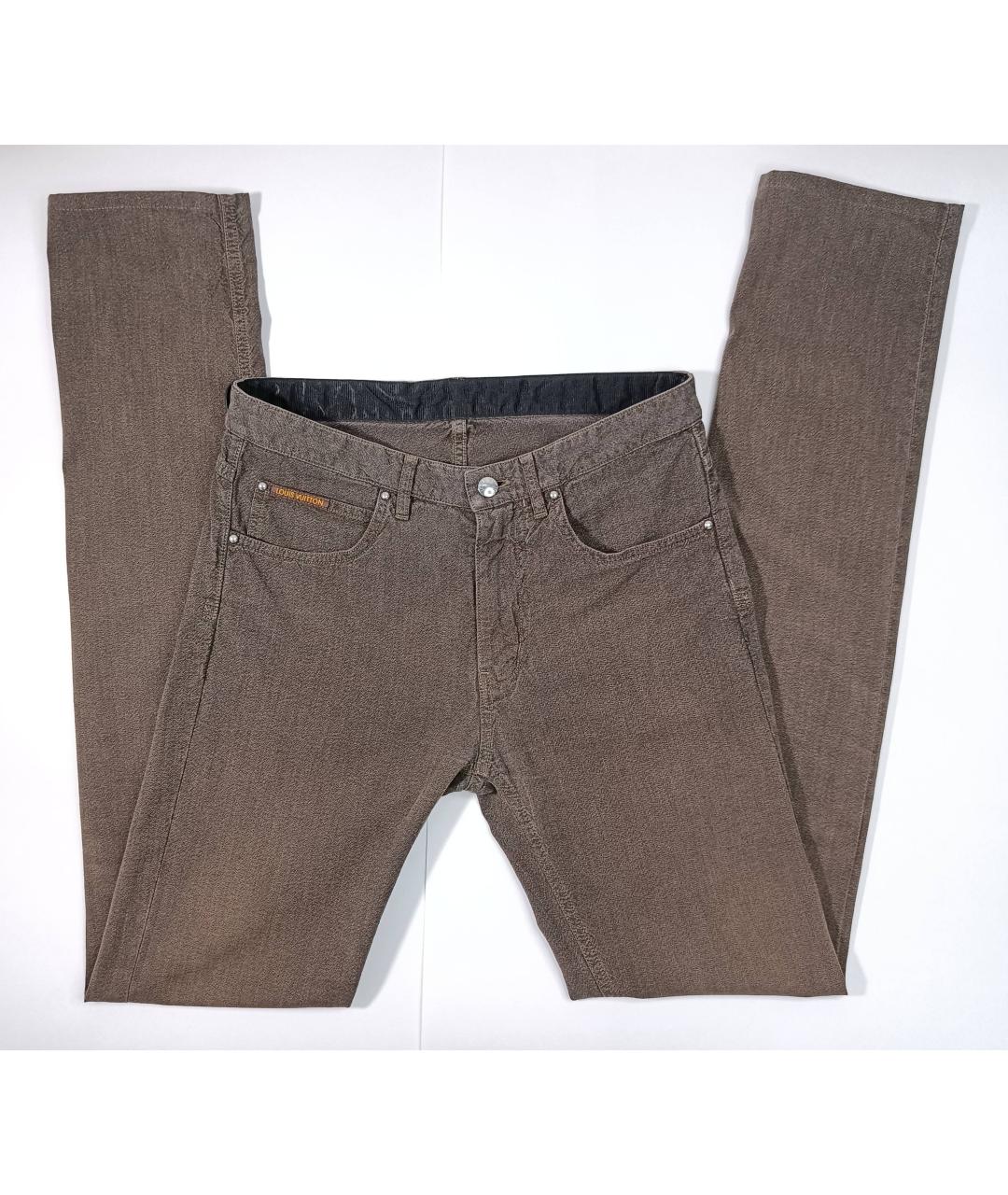 LOUIS VUITTON Хаки хлопковые джинсы скинни, фото 2