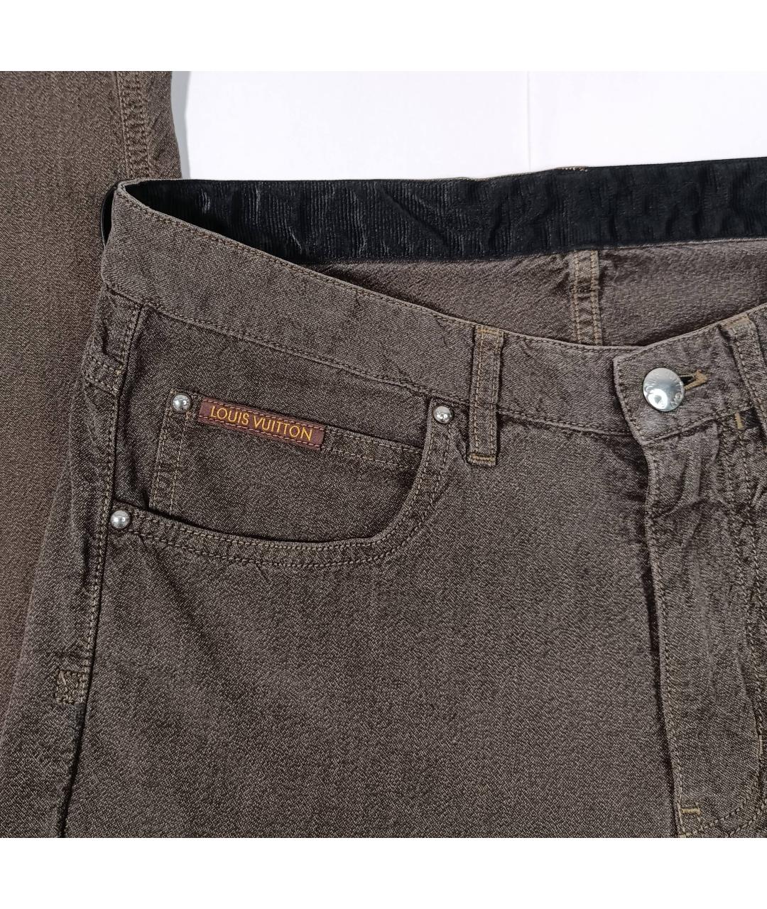 LOUIS VUITTON PRE-OWNED Хаки хлопковые джинсы скинни, фото 8