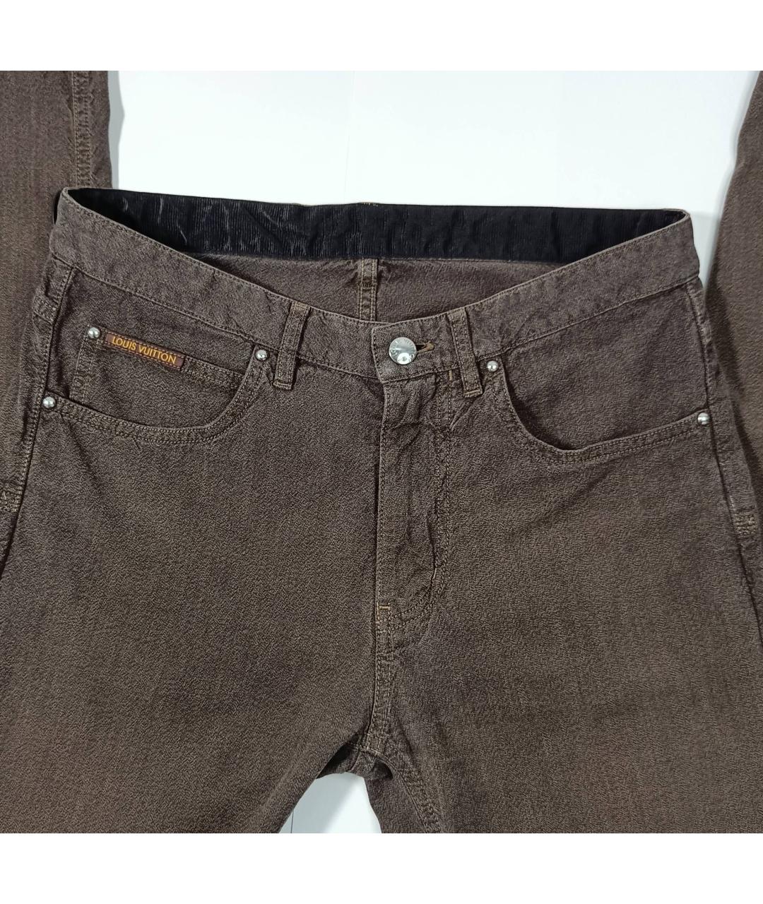LOUIS VUITTON PRE-OWNED Хаки хлопковые джинсы скинни, фото 3