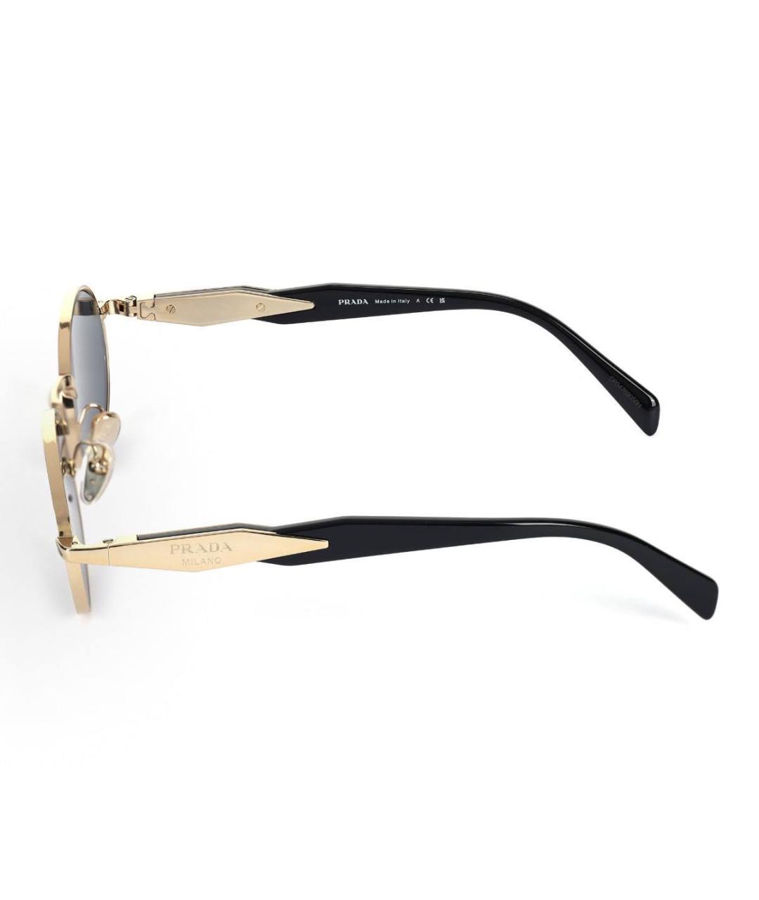 PRADA Золотые металлические солнцезащитные очки, фото 3