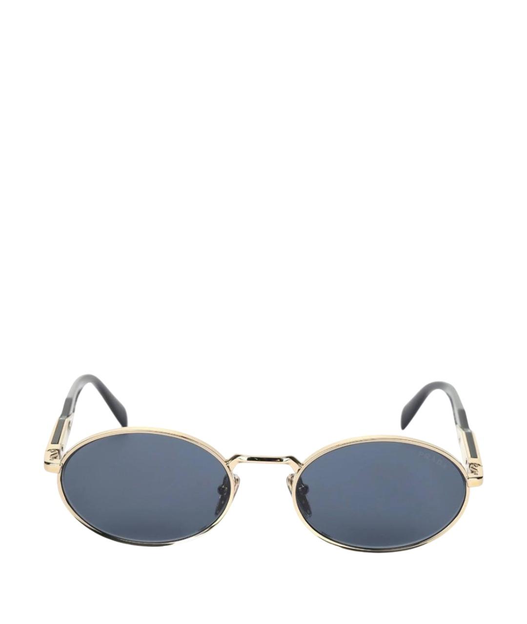 PRADA Золотые металлические солнцезащитные очки, фото 1