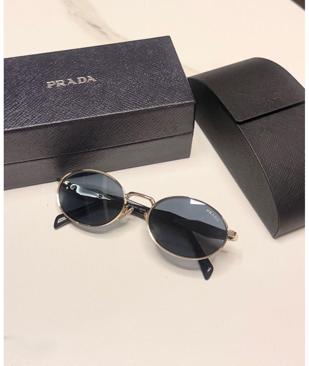 PRADA Золотые металлические солнцезащитные очки, фото 4