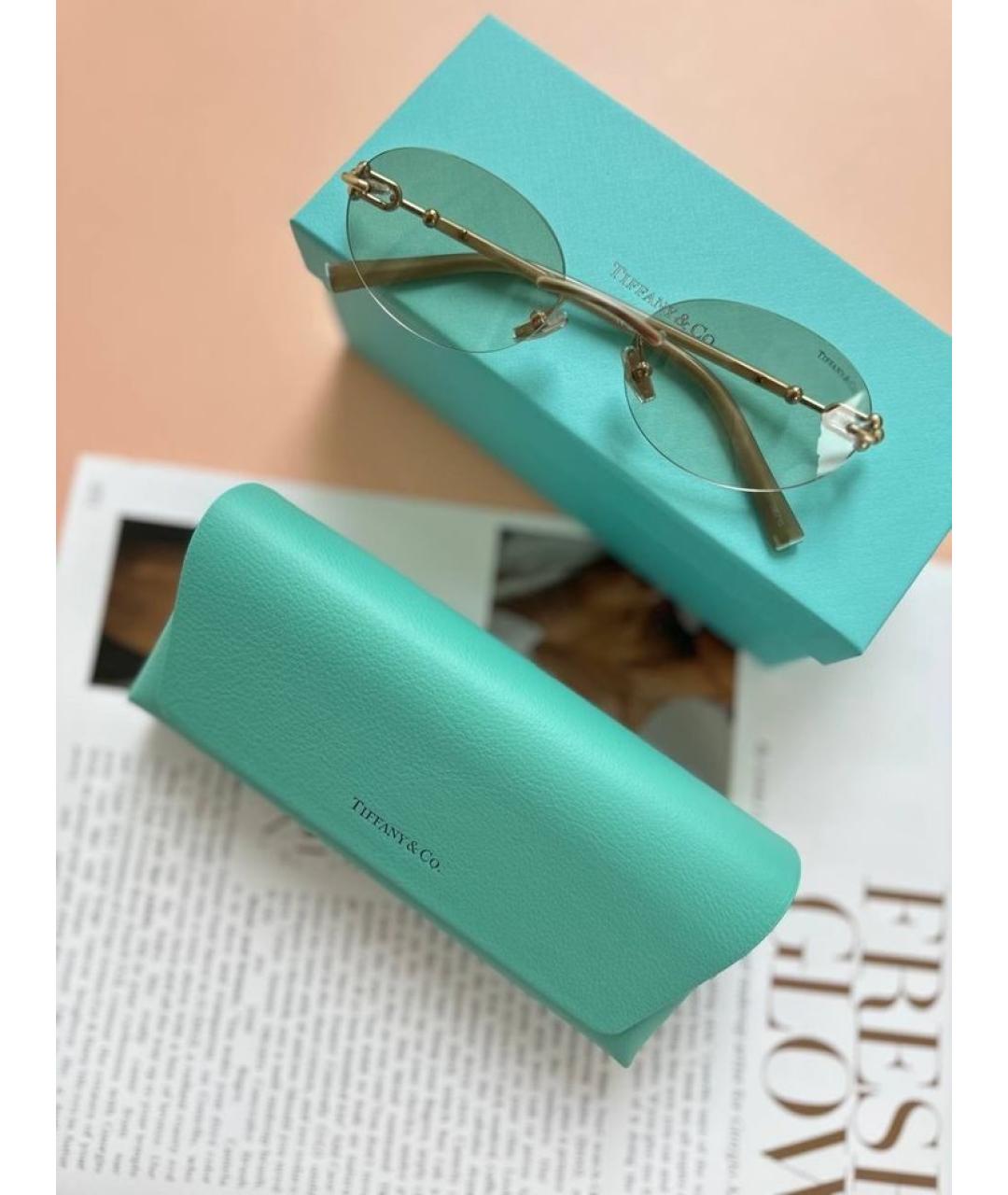 TIFFANY&CO Бежевые металлические солнцезащитные очки, фото 3