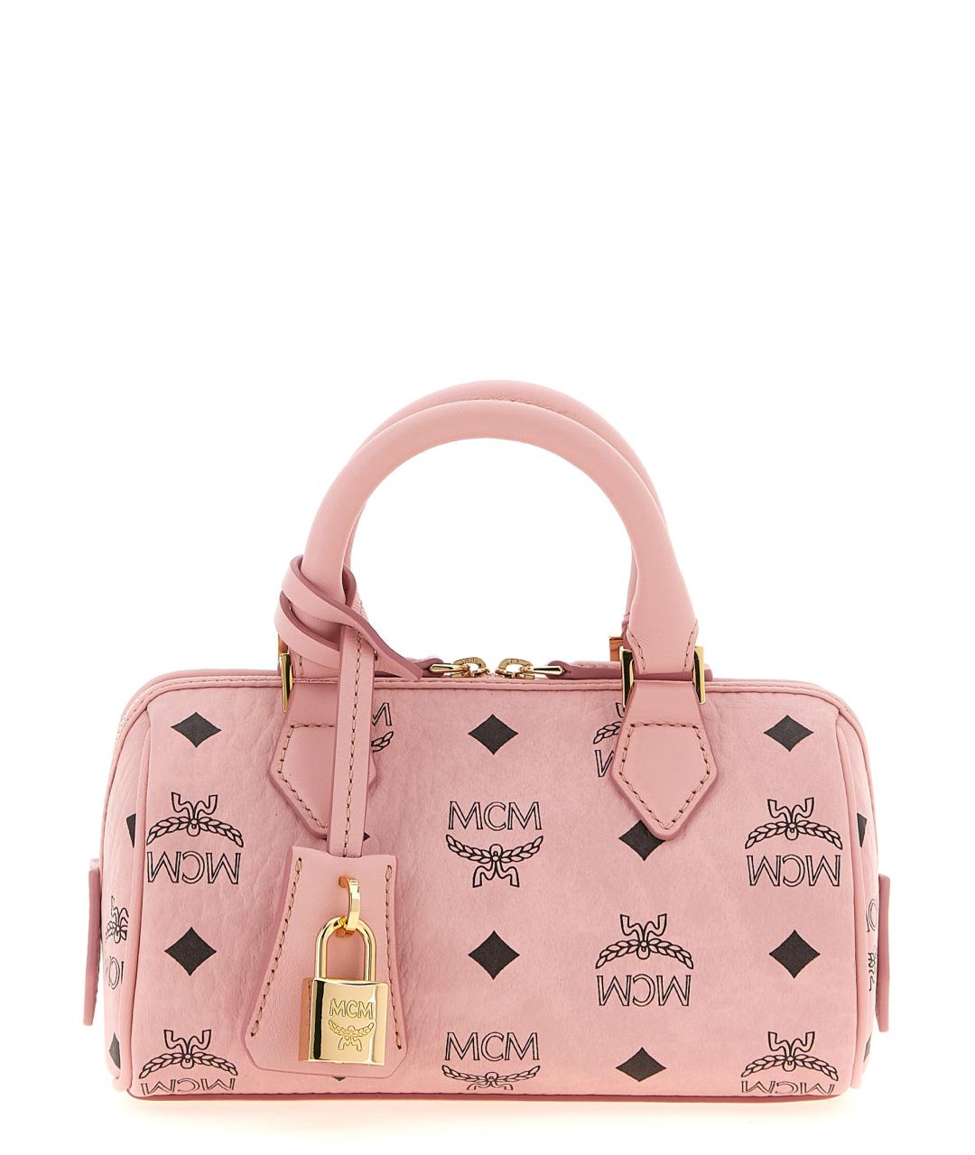 MCM Розовая сумка с короткими ручками из канвы, фото 1