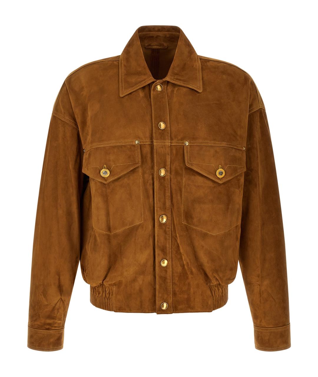 VERSACE Коричневая замшевая куртка, фото 1