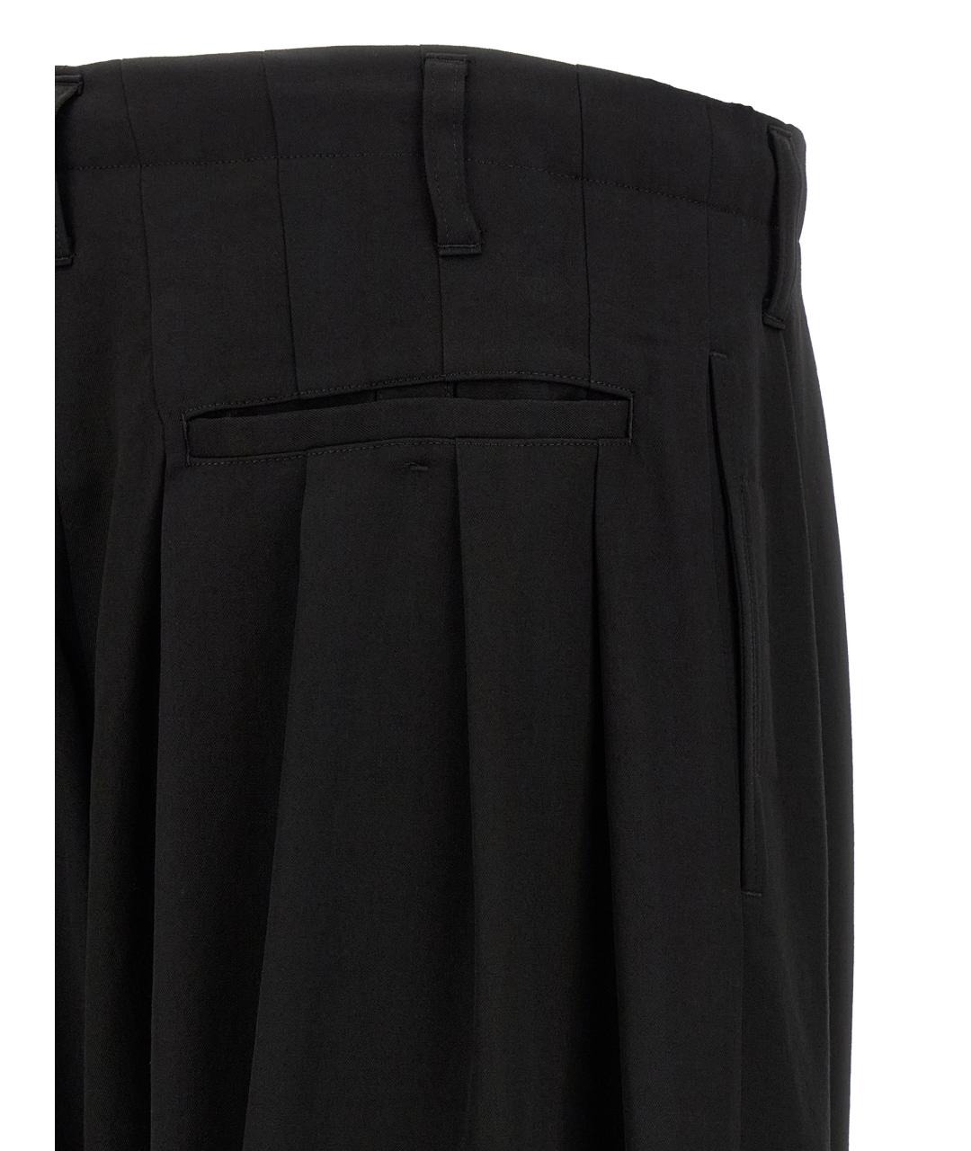 YOHJI YAMAMOTO Черные шерстяные повседневные брюки, фото 4